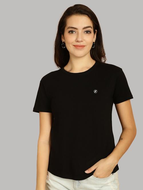 black cotton solid t-shirt - 20836799 - Very Small Image - 1