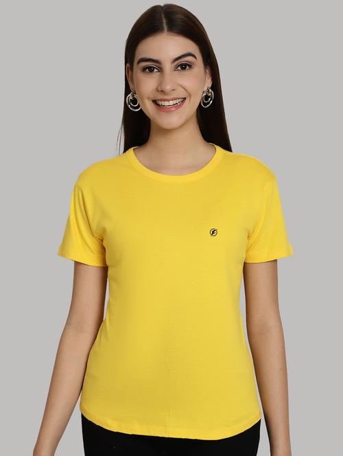 yellow cotton solid t-shirt - 20836824 - Very Small Image - 1