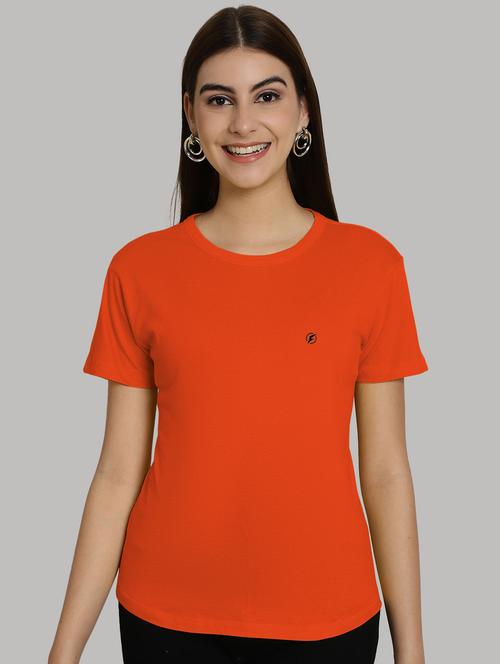 orange cotton solid t-shirt - 20836829 - Very Small Image - 1