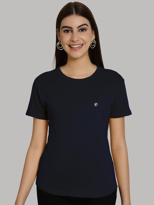 navy blue cotton plain t-shirt - 20836844 - Very Small Image - 1