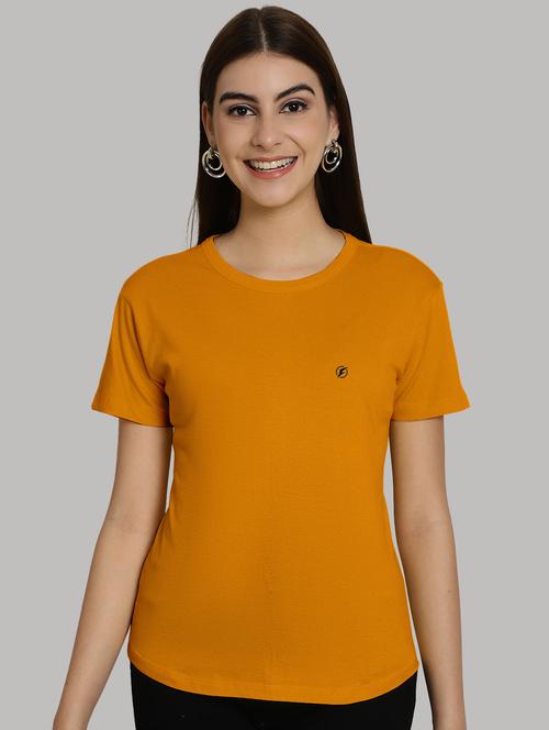 mustard cotton solid t-shirt - 20836854 - Very Small Image - 1