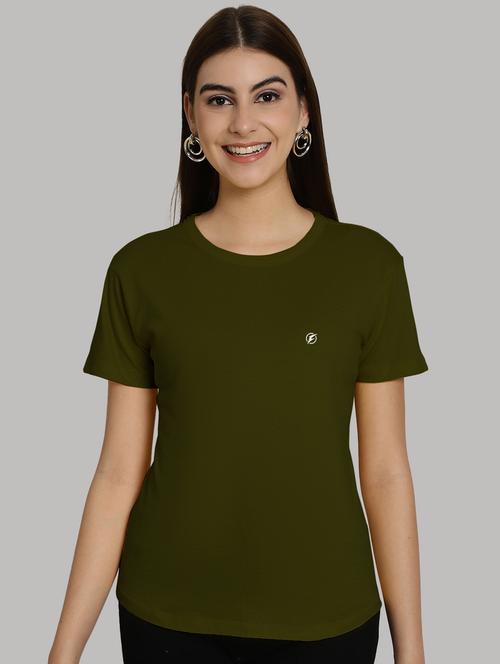 olive cotton solid t-shirt - 20836869 - Very Small Image - 1