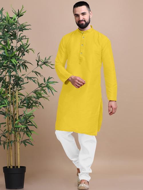 men solid long sleeve kurta pajama set - 20837688 - Very Small Image - 1