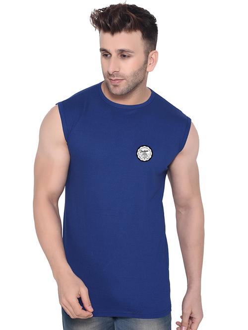Blue Cotton Blend T-shirt - 20841570 - Very Small Image - 1