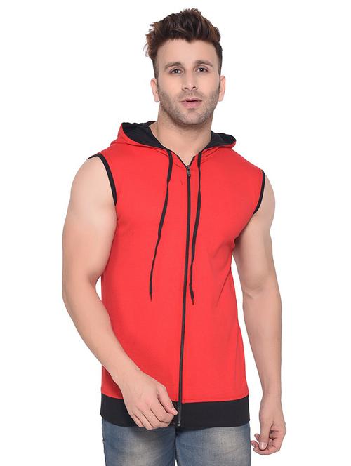 red cotton solid cotton blend t-shirt - 20841991 - Very Small Image - 1