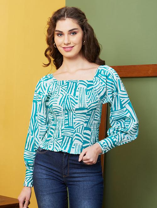 green abstract printed regular top - 20844586 - Very Small Image - 1