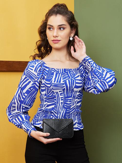 blue abstract printed regular top - 20844592 - Very Small Image - 1