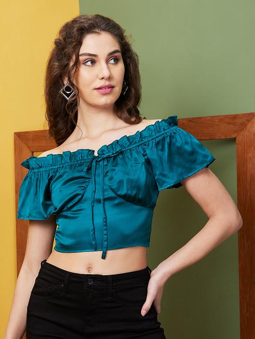 teal solid crop top - 20844606 - Very Small Image - 1