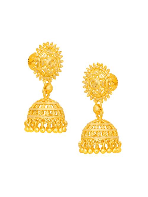 gold plated jhumka earrings - 20844641 - Very Small Image - 1