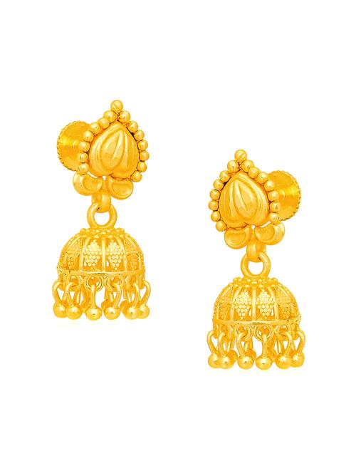 gold plated jhumka earrings - 20844647 - Very Small Image - 1