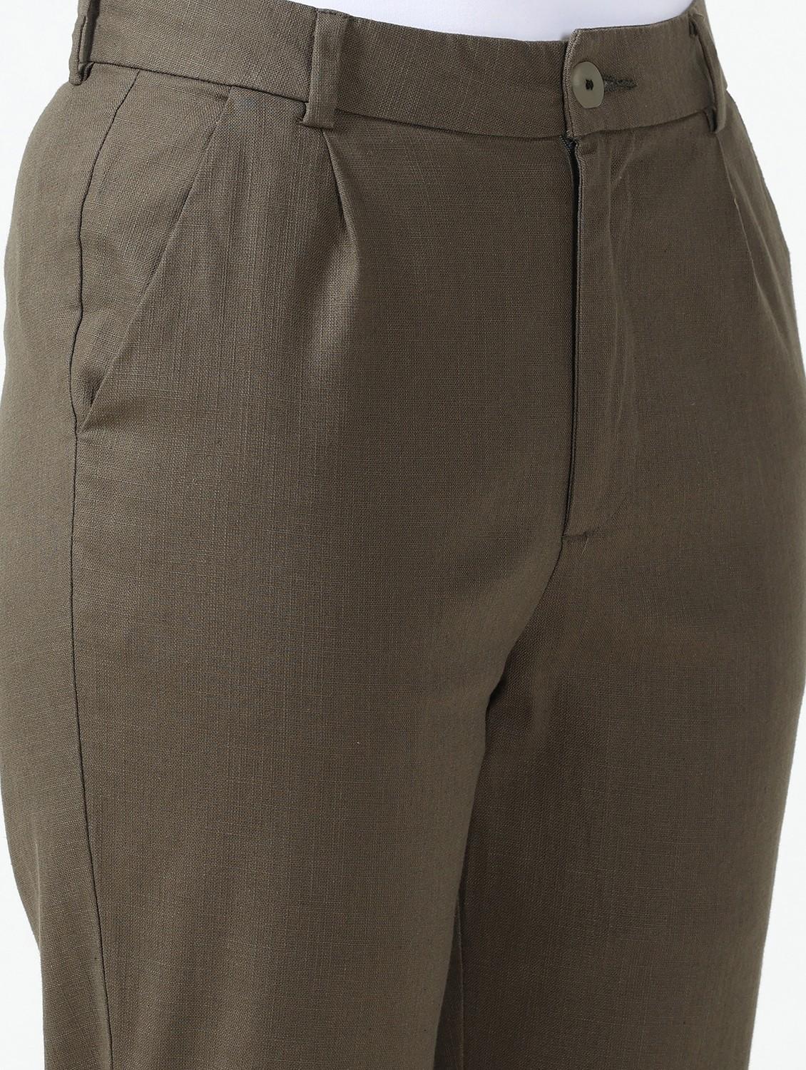 women solid pleated chinos trouser - 20846549 - Standard Image - 5