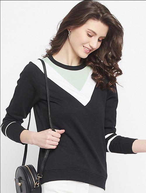 black fleece color block sweatshirt - 20847792 - Very Small Image - 1