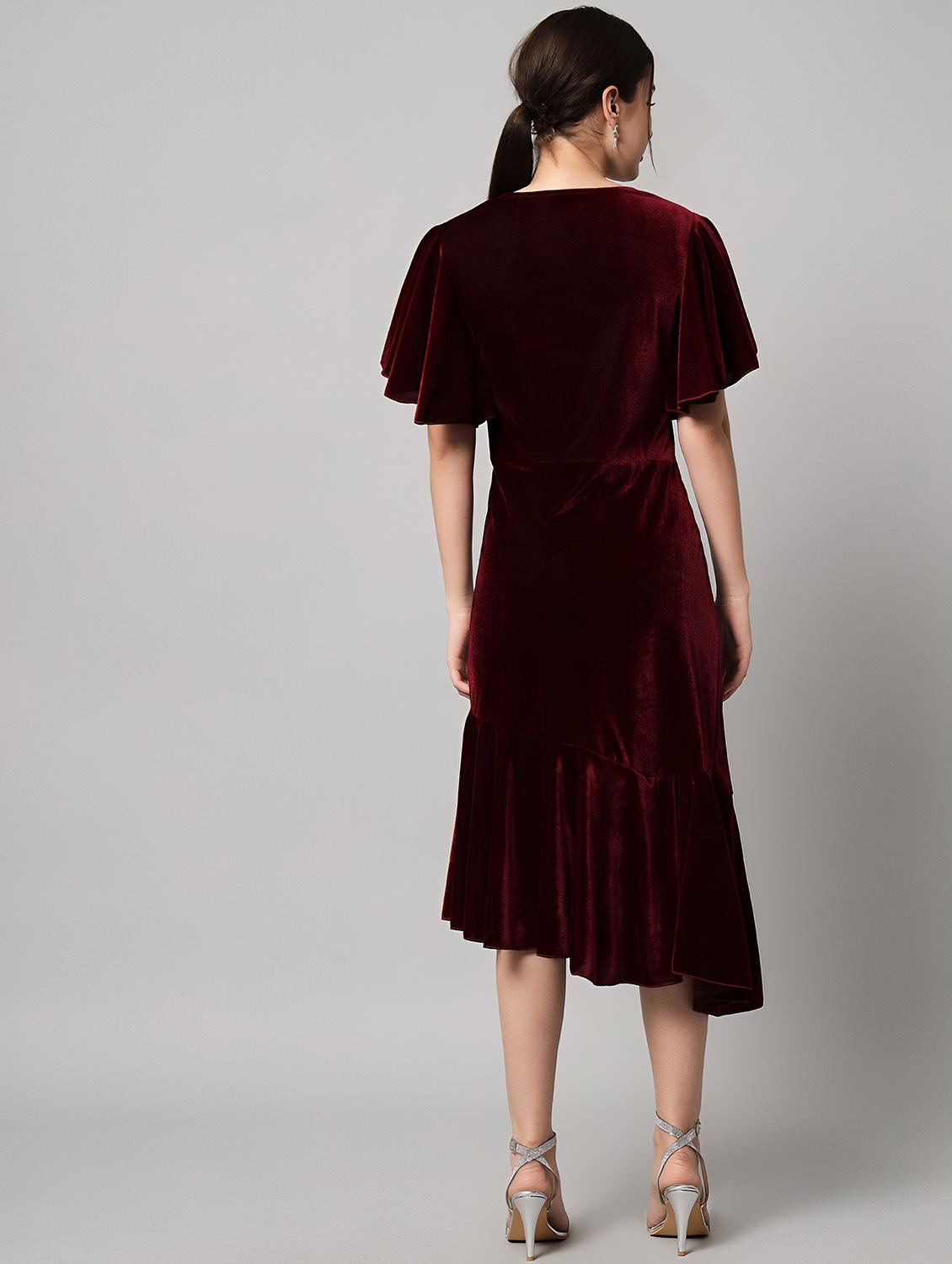 women maroon solid a-line dress - 20848822 - Standard Image - 2