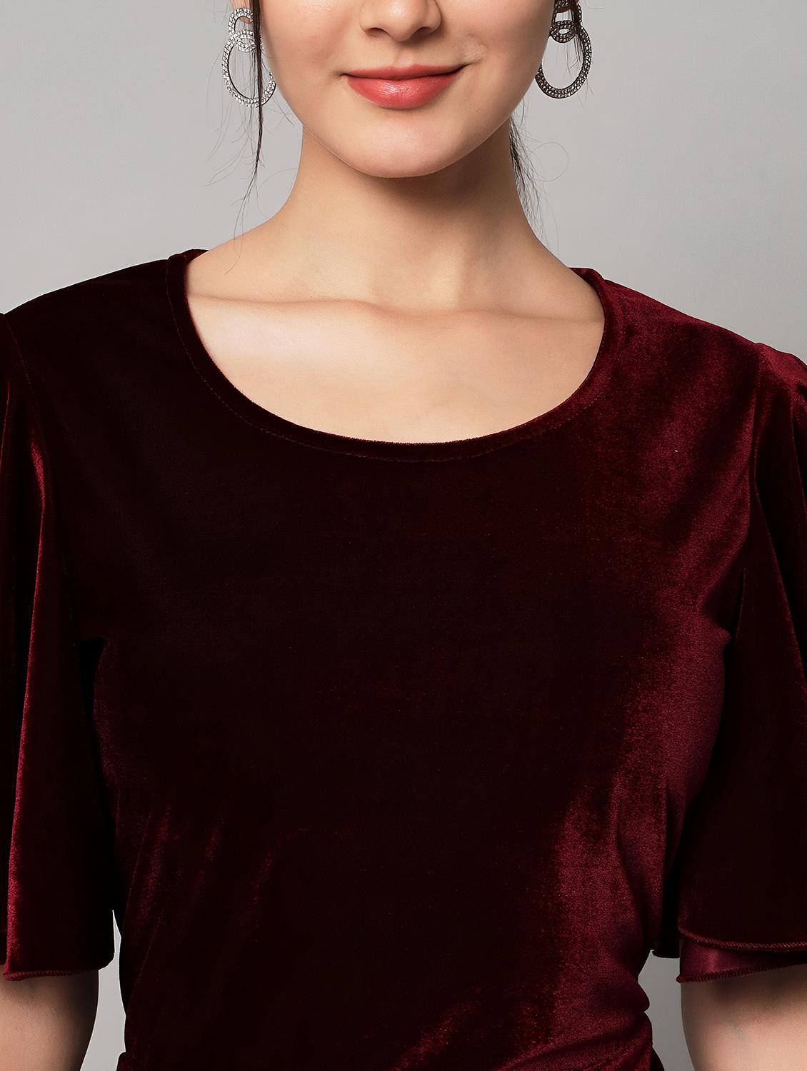 women maroon solid a-line dress - 20848822 - Standard Image - 4