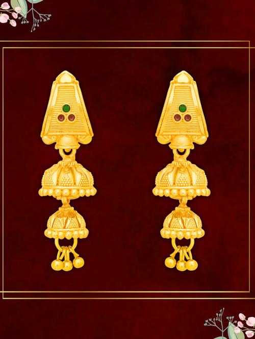 gold plated jhumka earrings - 20848824 - Very Small Image - 1