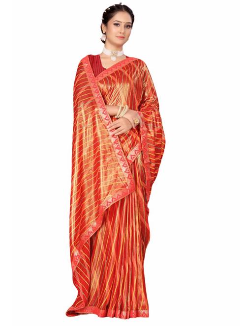 red leheriya printed saree - 20850726 - Very Small Image - 1
