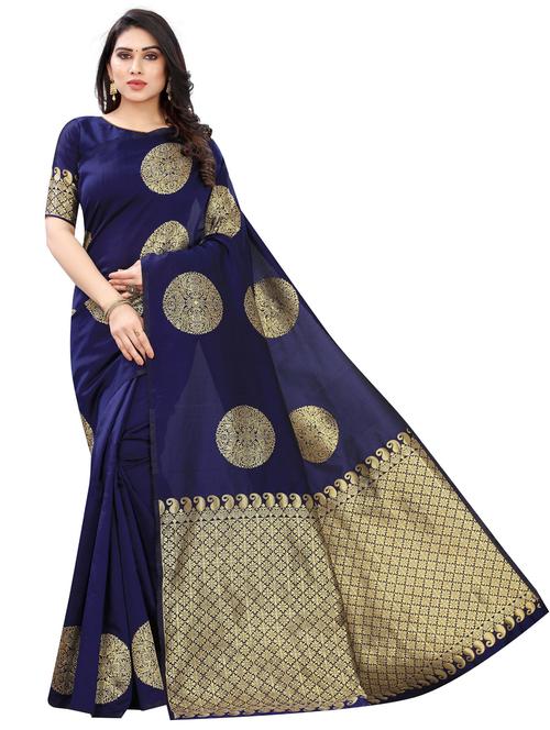 women blue self design kanjivaram saree - 20851311 - Very Small Image - 1
