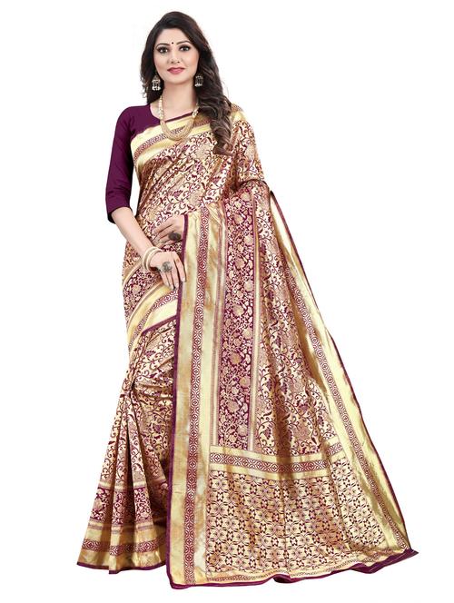 women purple self design kanjivaram saree - 20851565 - Very Small Image - 1