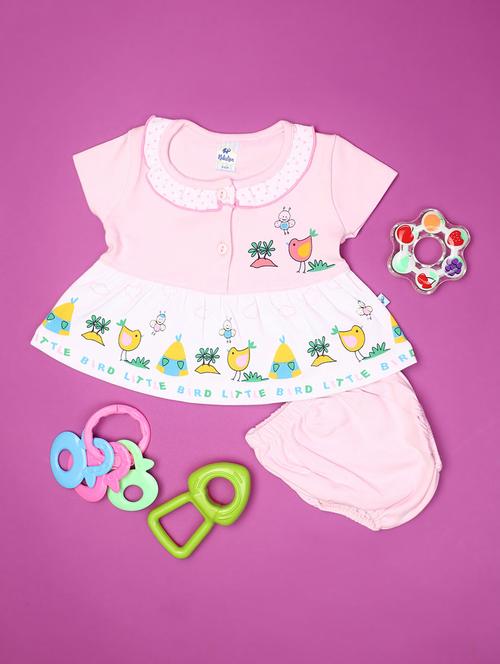 pink printed detailed frock - 20852220 - Very Small Image - 1