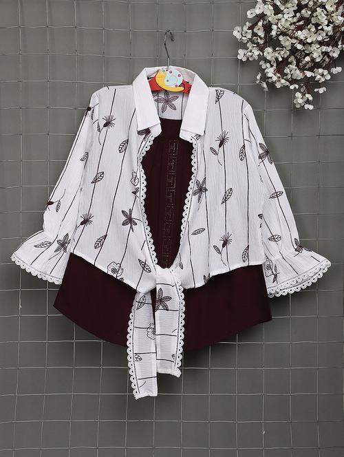 maroon self design detailed casual top - 20852230 - Very Small Image - 1