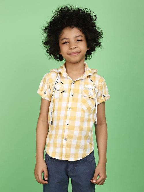 beige checks cotton shirt - 20852252 - Very Small Image - 1