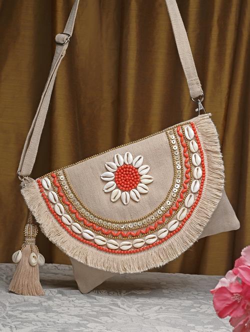 cream embellished sling bag - 20852385 - Very Small Image - 1