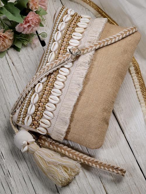 beige embellished sling bag - 20852386 - Very Small Image - 1