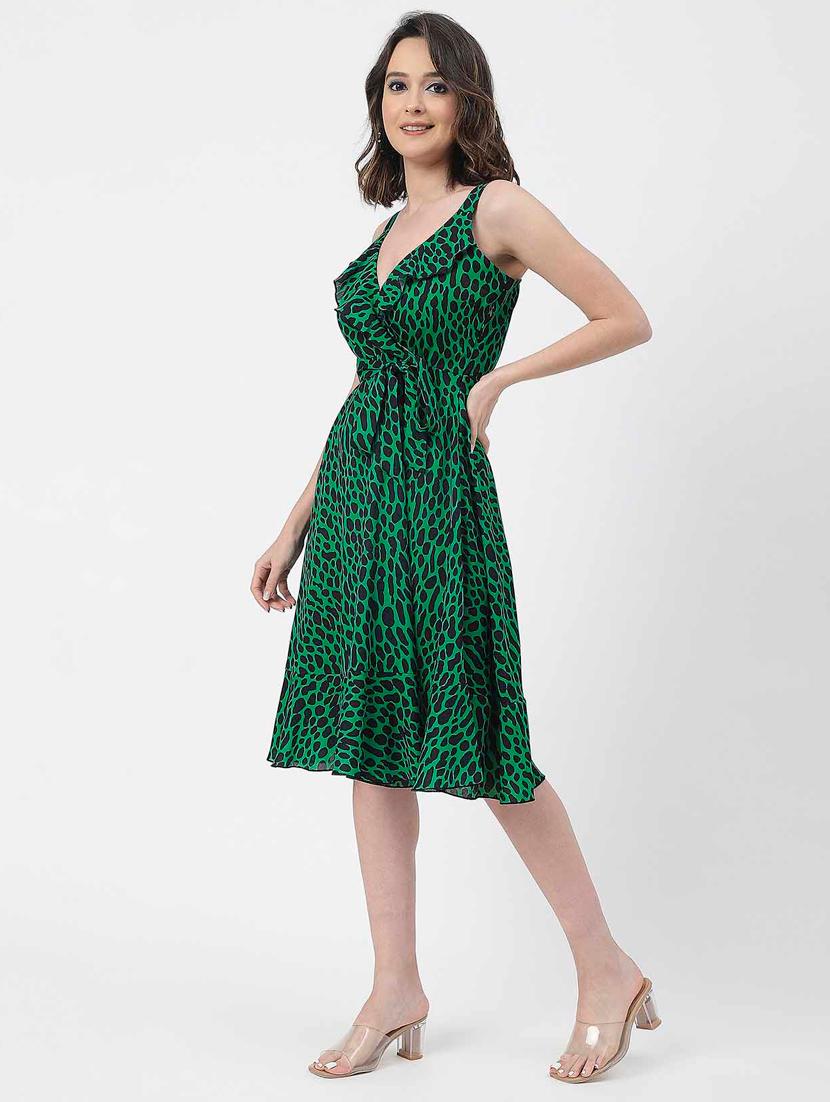 women green animal printed fit & flare dress - 20852394 - Zoom Image - 2