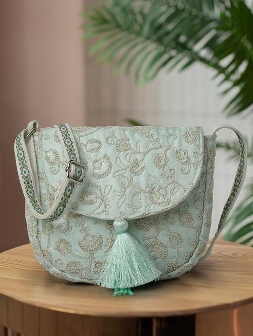 see green embroidered sling bag - 20852464 - Very Small Image - 1