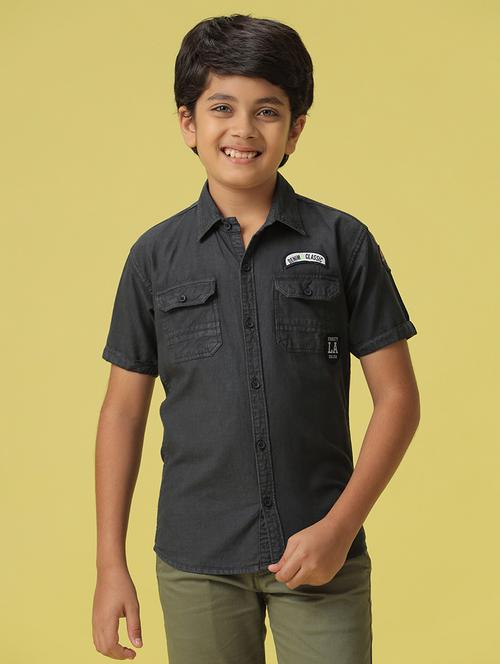 boys shirt collar solid shirt - 20852556 - Very Small Image - 1