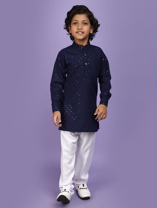 blue acrylic blend kurta sets kurtas & set - 20852624 - Very Small Image - 1