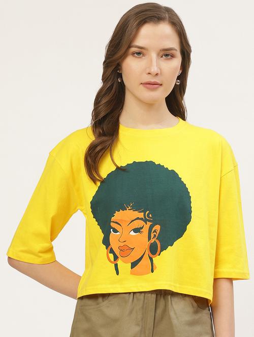 yellow cotton crop tshirt - 20853150 - Very Small Image - 1