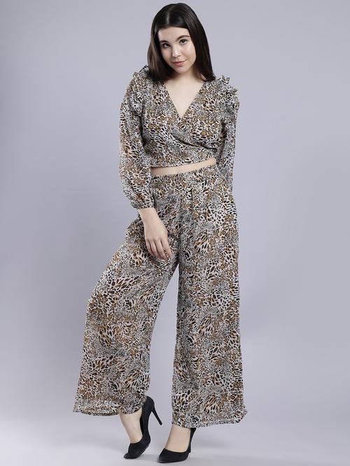 women animal print high rise wide leg trouser - 20853265 - Very Small Image - 1