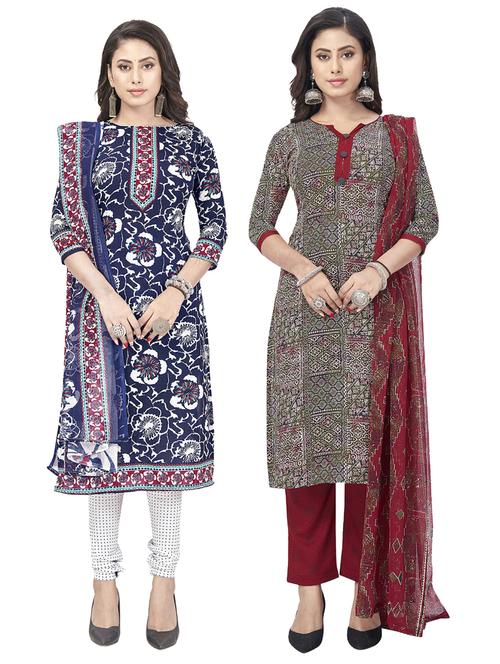 pack of 2 printed unstitched suit set - 20854826 - Very Small Image - 1