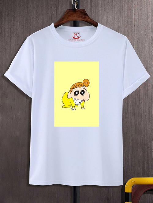 unisex white polyester graphic print t-shirt - 20856423 - Very Small Image - 1
