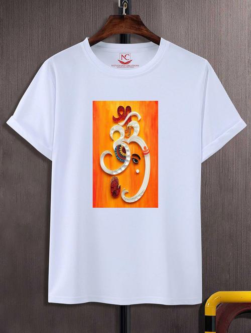 unisex white polyester graphic print t-shirt - 20856707 - Very Small Image - 1