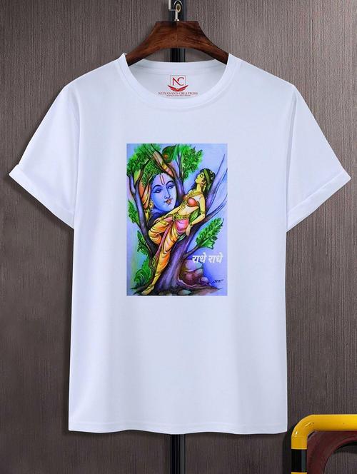 unisex white polyester graphic print t-shirt - 20856793 - Very Small Image - 1