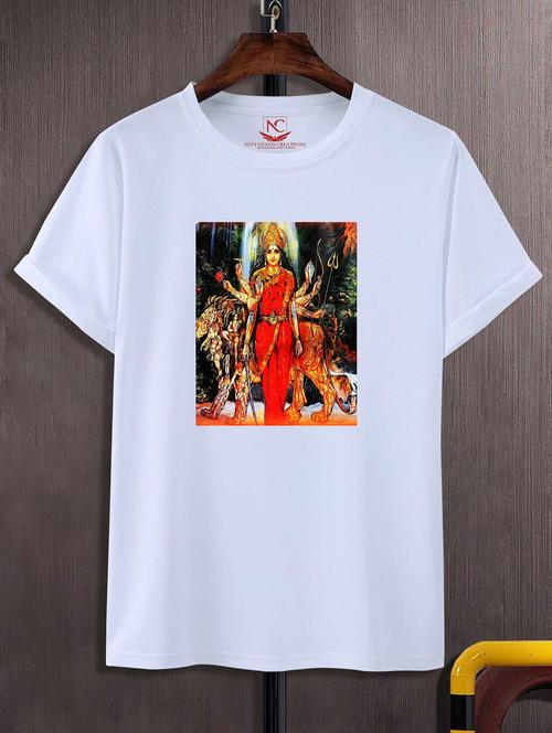 unisex white polyester graphic print t-shirt - 20856930 - Very Small Image - 1