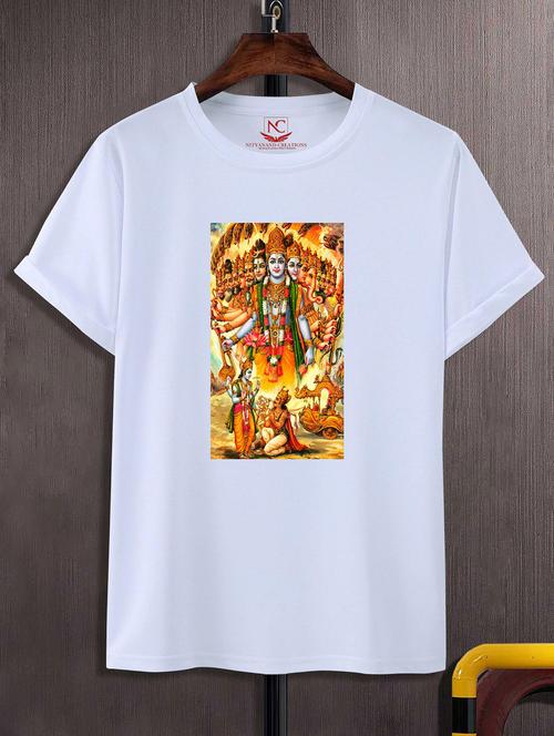 unisex white polyester graphic print t-shirt - 20856946 - Very Small Image - 1