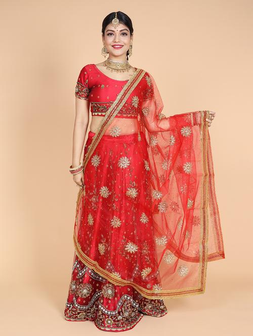 red net lace bordered dupatta - 20857634 - Very Small Image - 1