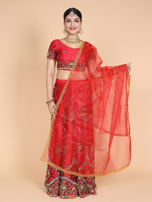 women red lace work dupatta - 20857641 - Very Small Image - 1