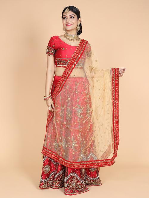 women gold lace work dupatta - 20857647 - Very Small Image - 1