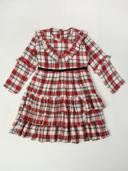 red cotton blend frock - 20859207 - Very Small Image - 1