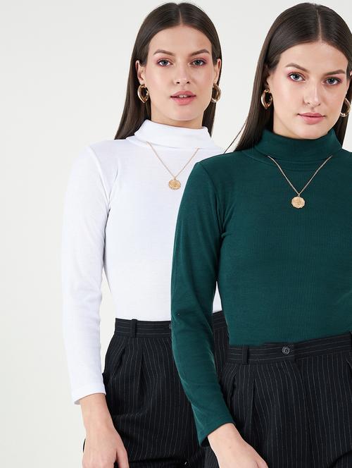 women set of 2 multicolored solid regular top - 20860930 - Very Small Image - 1