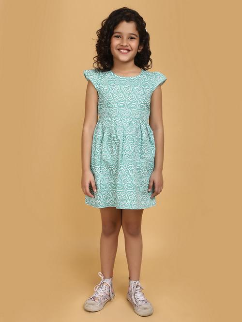 Girls Round Neck Printed Frock - 20862825 - Very Small Image - 1