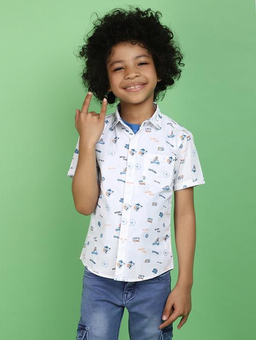 white cotton printed shirt - 20862880 - Very Small Image - 1