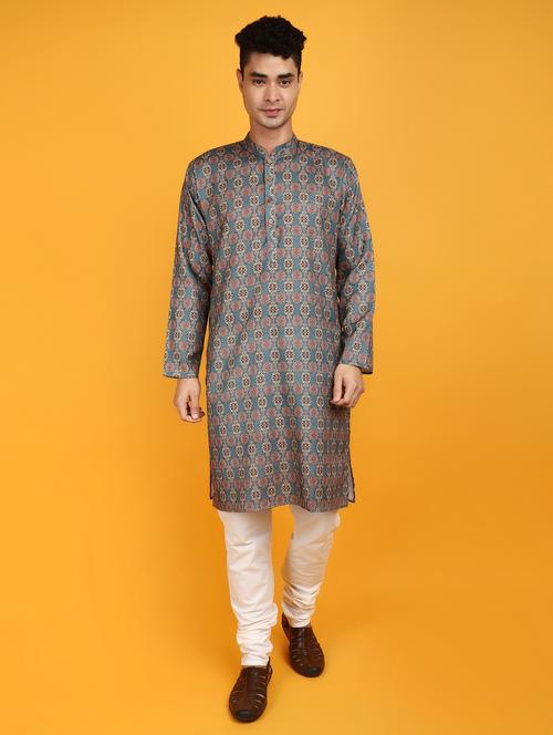 men printed kurta churidar ethnic wear set - 20862917 - Very Small Image - 1