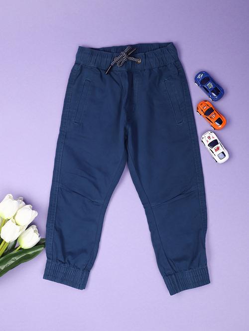 boys blue solids joggers - 20862939 - Very Small Image - 1