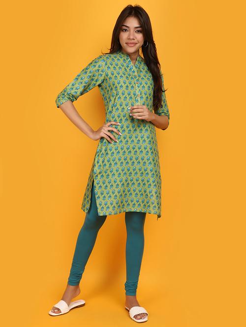 women green mandarin neck straight kurta - 20862990 - Very Small Image - 1