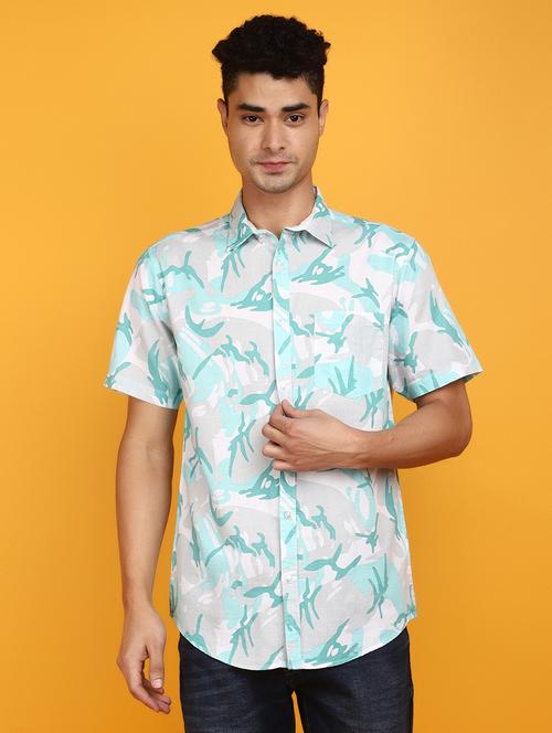green cotton casual shirt - 20863245 - Very Small Image - 1